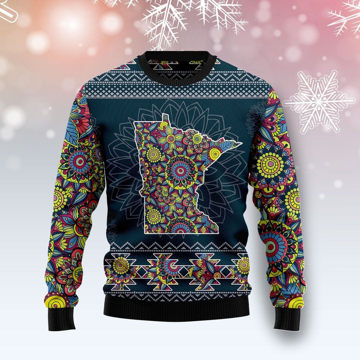 Minnesota blue mandala 3D Christmas Sweater - Holiday Gift product image