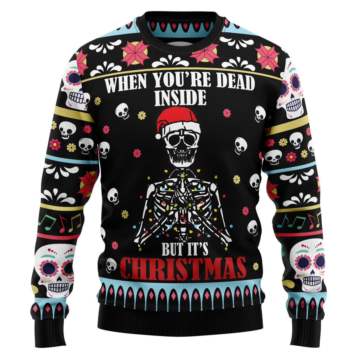 Skull when you’re dead inside but it’s 3D Christmas Sweater - Holiday Gift product image