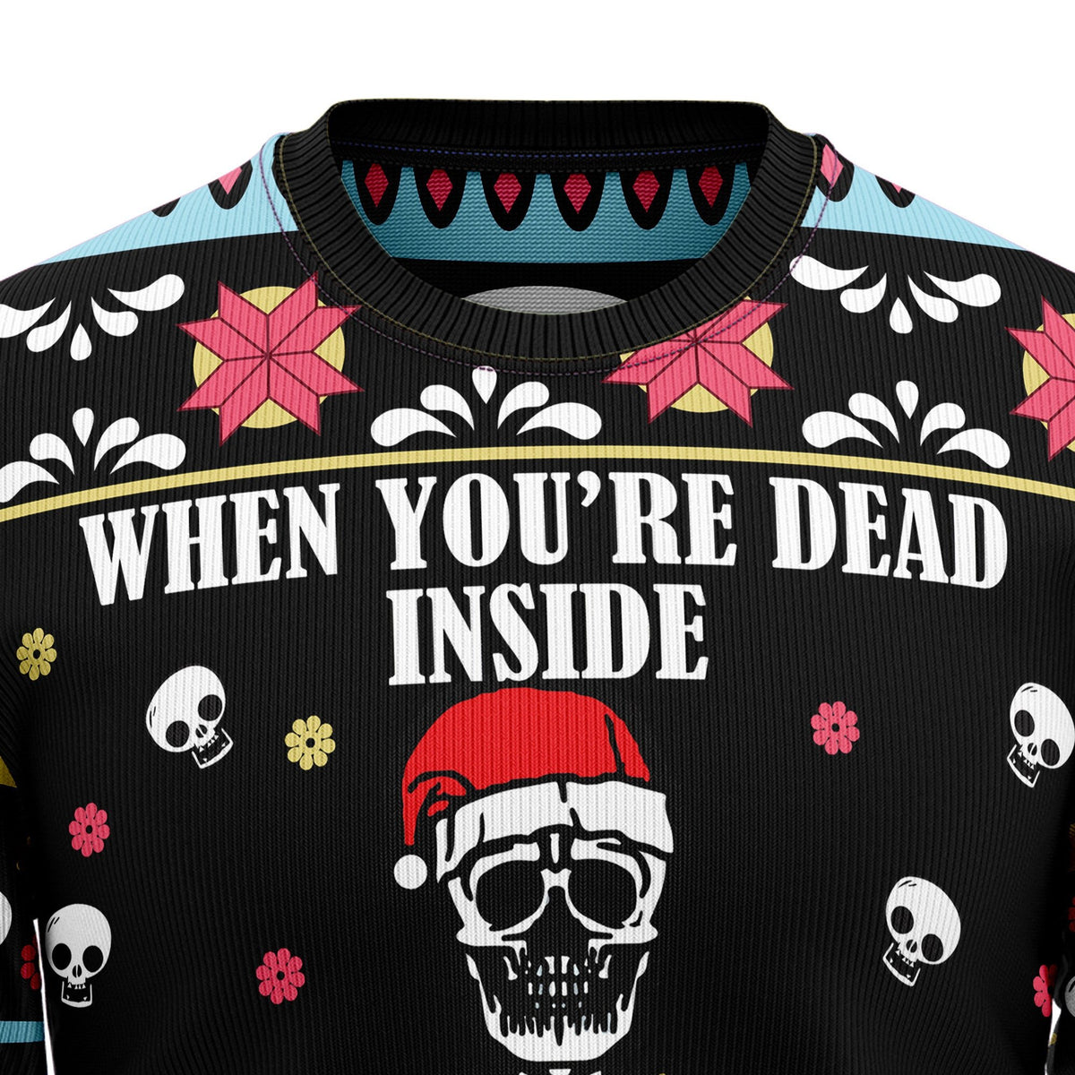 Skull when you’re dead inside but it’s 3D Christmas Sweater - Holiday Gift product image 2