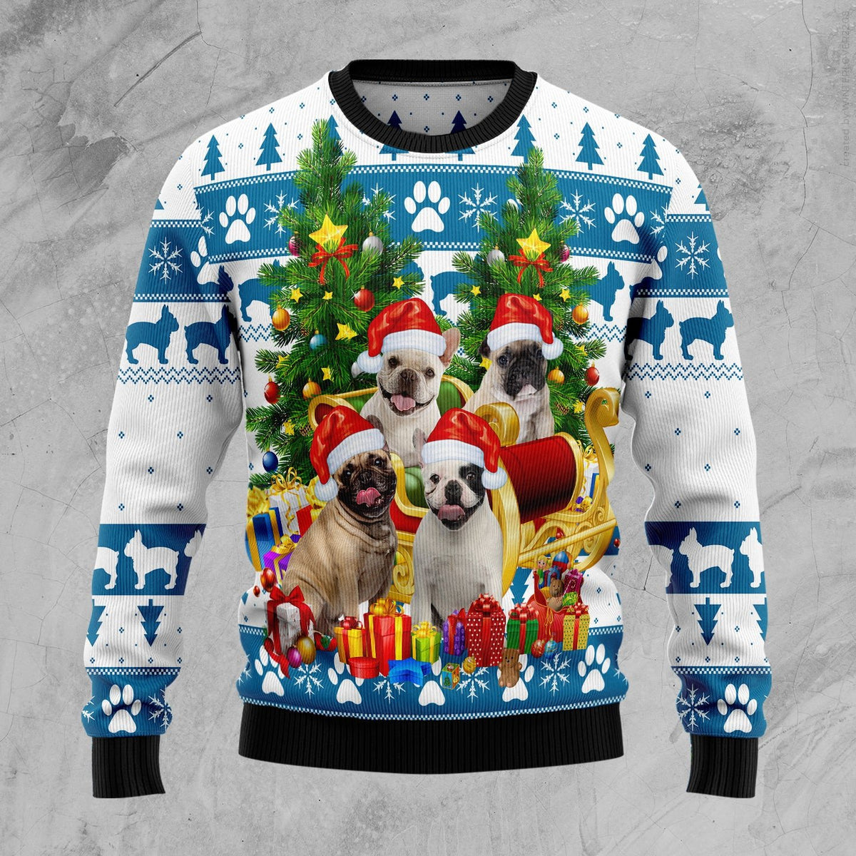 French bulldog greeting 3D Christmas Sweater - Holiday Gift product image