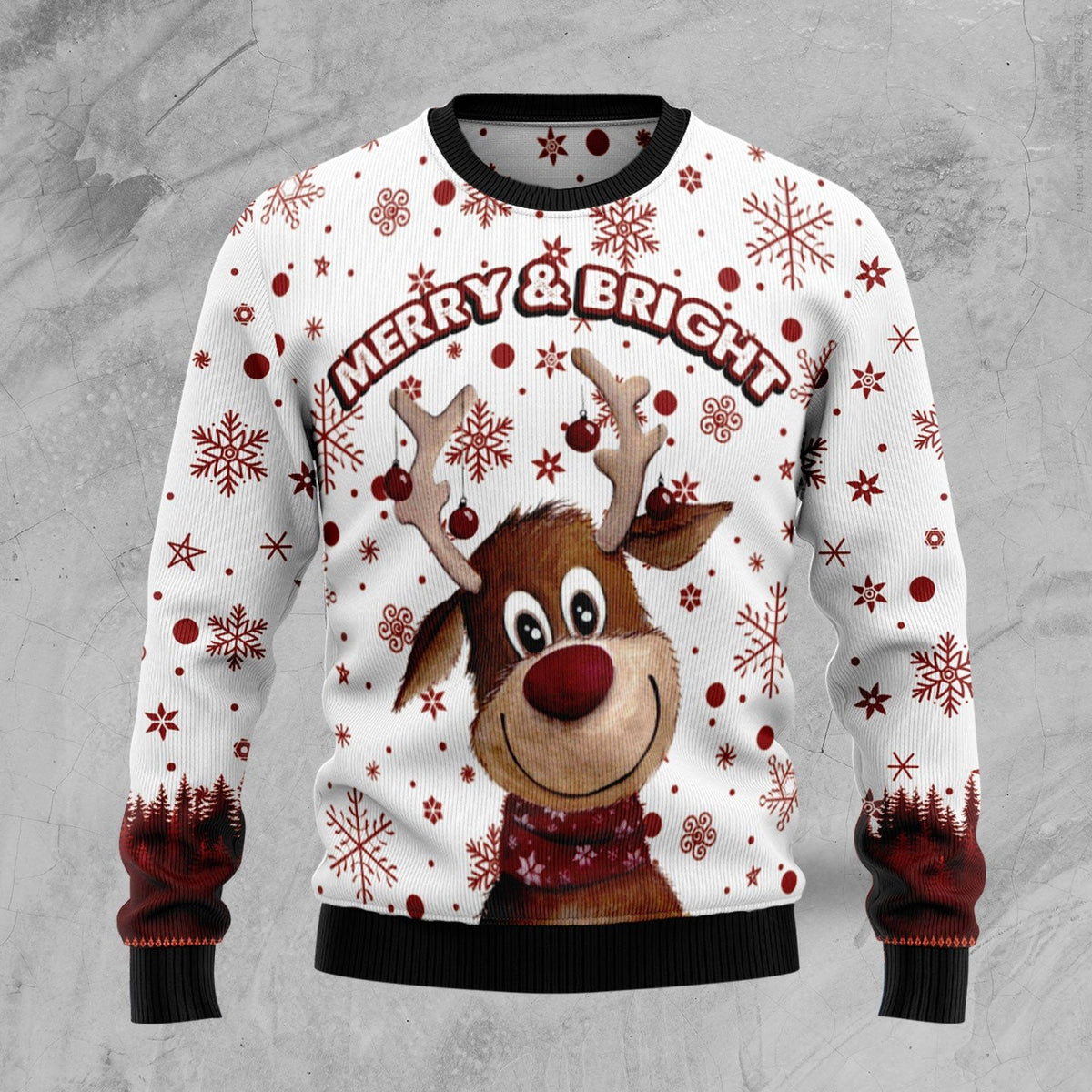 Reindeer Merry and bright 3D Christmas Sweater - Holiday Gift product image