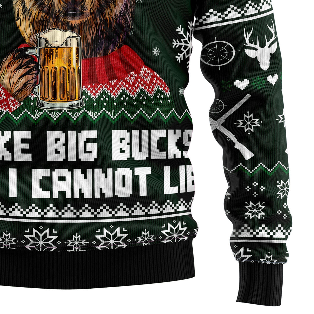Bear i like big bucks and i cannot lie 3D Christmas Sweater - Holiday Gift product image 4