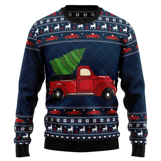 Vintage red truck 3D Christmas Sweater - Holiday Gift product image