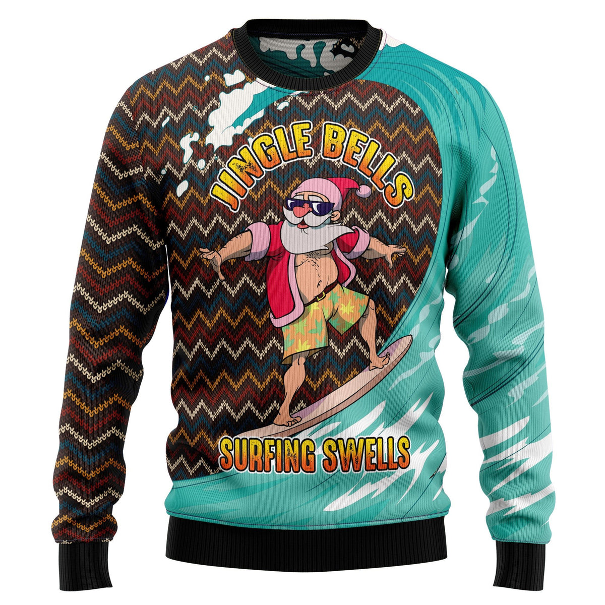 Jingle bells surfing swells 3D Christmas Sweater - Holiday Gift product image