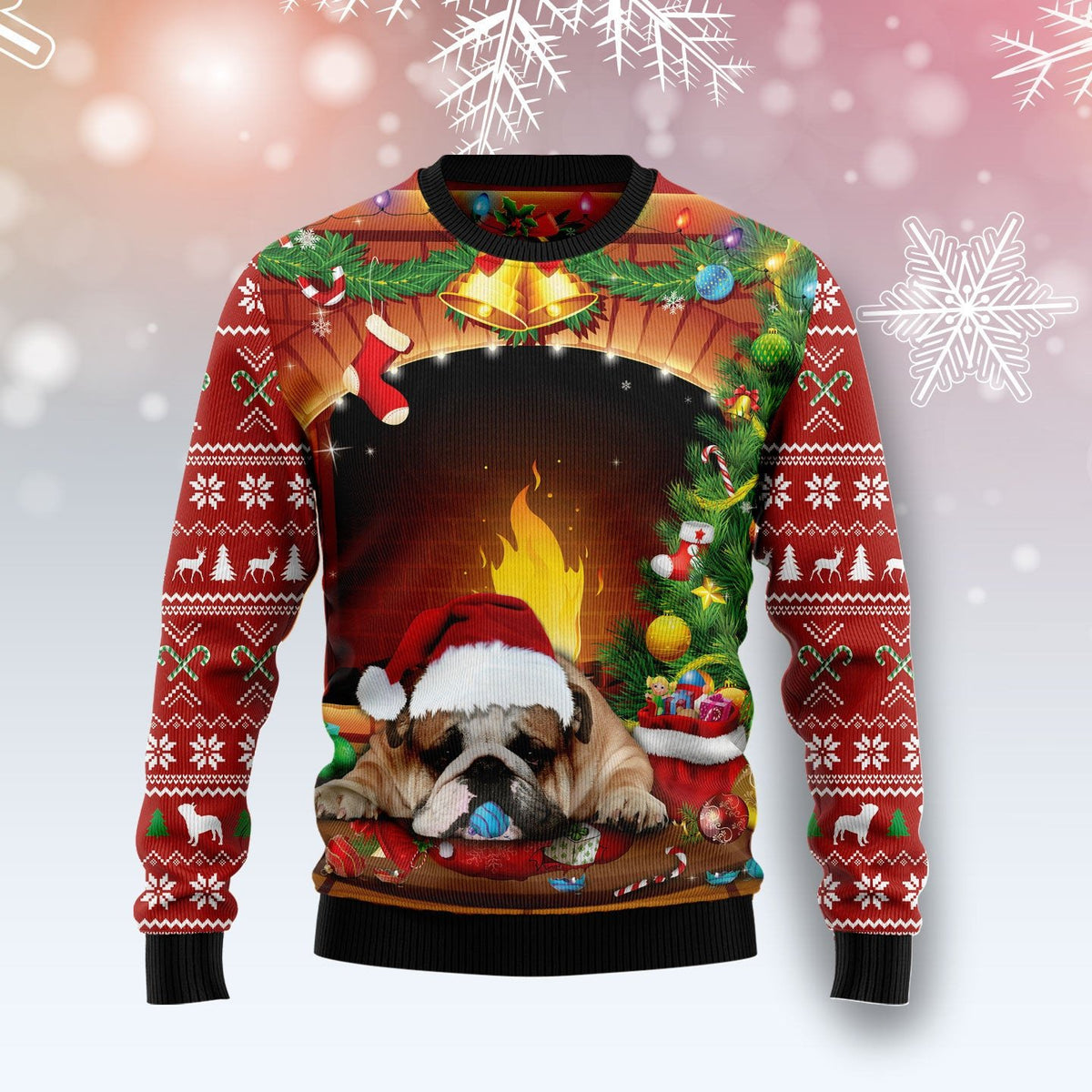 Sleeping Bulldog 3D Christmas Sweater - Holiday Gift product image