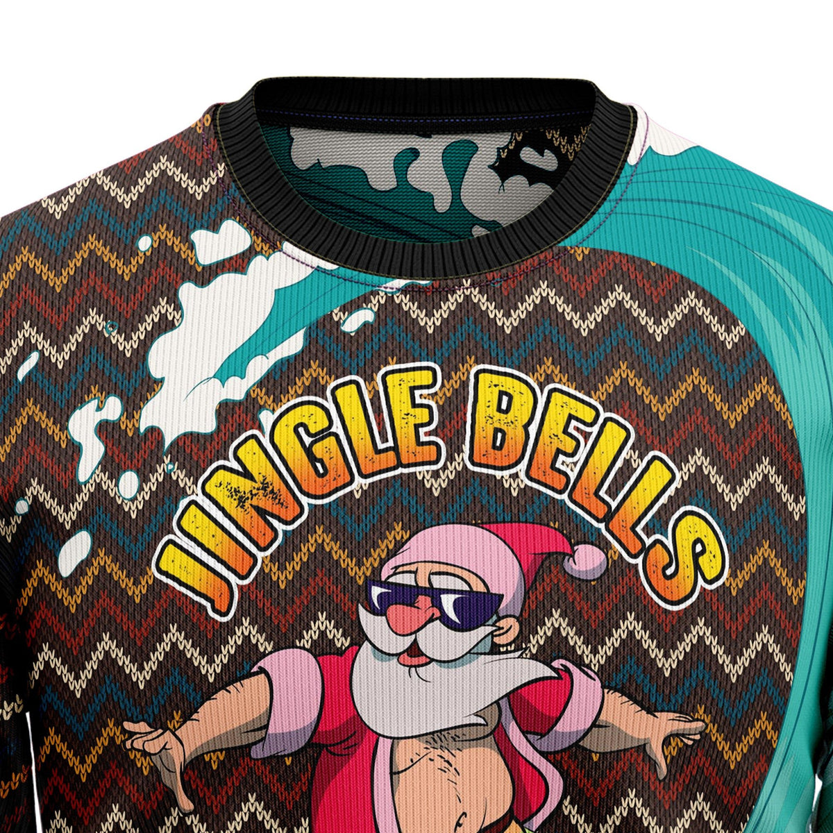 Jingle bells surfing swells 3D Christmas Sweater - Holiday Gift product image 2