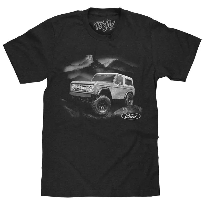 1970s Ford Bronco Mountain Black - Adult & Kids T-Shirts, Sweatshirts & Hoodies apparel design preview 1