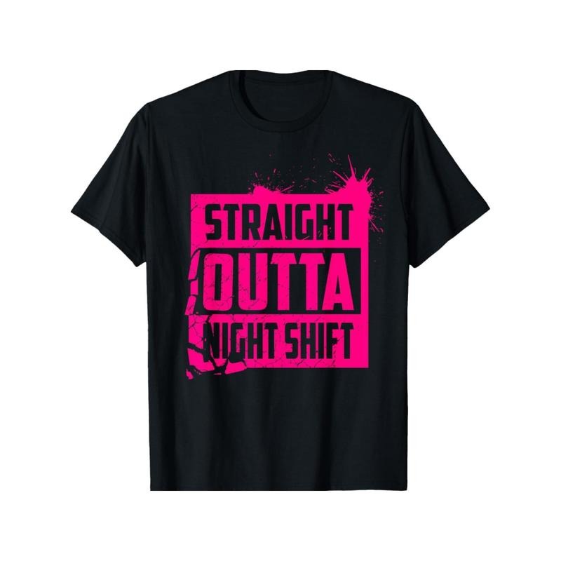 1pc Casual Cotton "Straight Outta Night Shift" - Adult & Kids T-Shirts, Sweatshirts & Hoodies apparel design preview 1