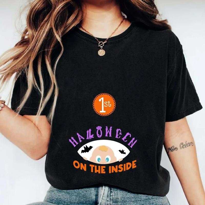 1st Halloween Inside Baby Announcement Pregnant Wife - Adult & Kids T-Shirts, Sweatshirts & Hoodies apparel design preview 1