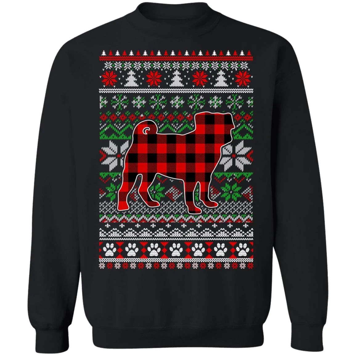 Pug red plaid Christmas Sweater - Holiday Gift product image 2