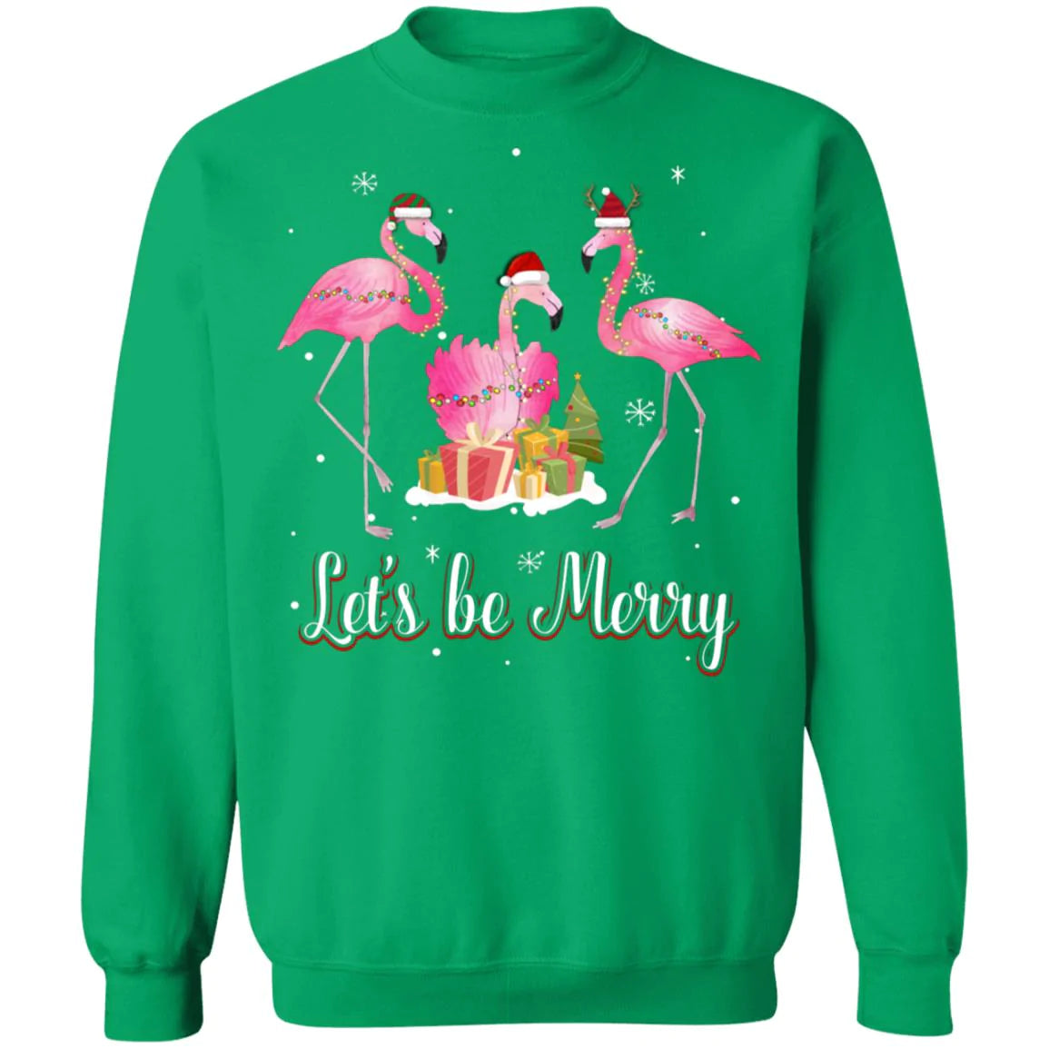 Flamingo let’s be merry Christmas Sweater - Holiday Gift product image 3