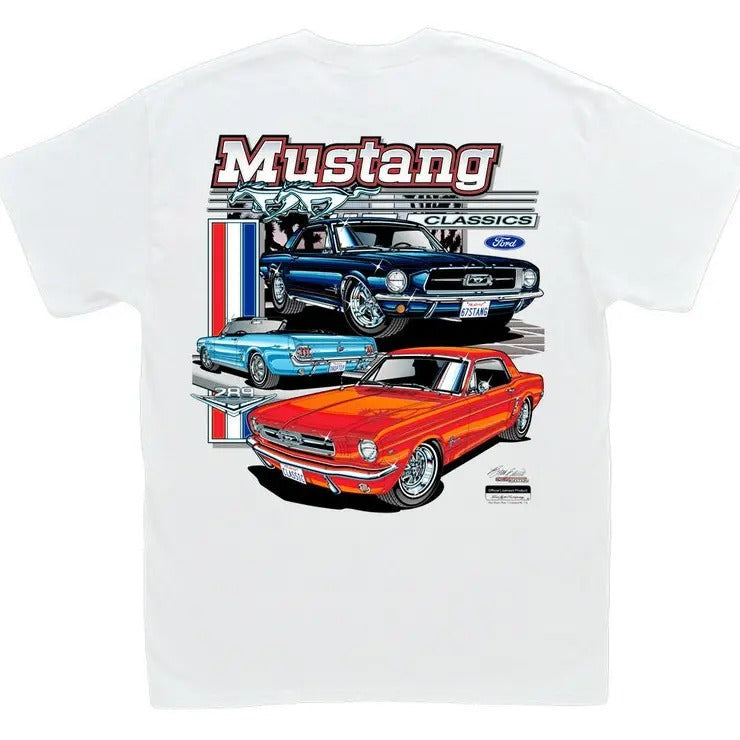 Ford Mustang Classics White 1964 1 2 1965 1966 1967 - Adult & Kids T-Shirts, Sweatshirts & Hoodies apparel design preview 1