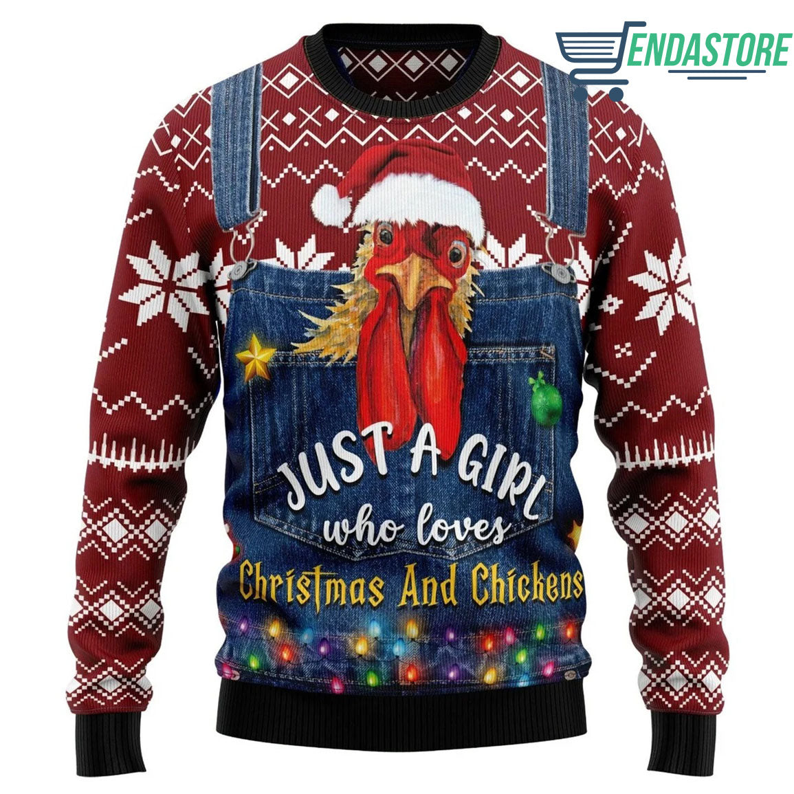 Just a girl who loves christmas and chickens 3D Ugly Christmas Sweater - Holiday Gift product image