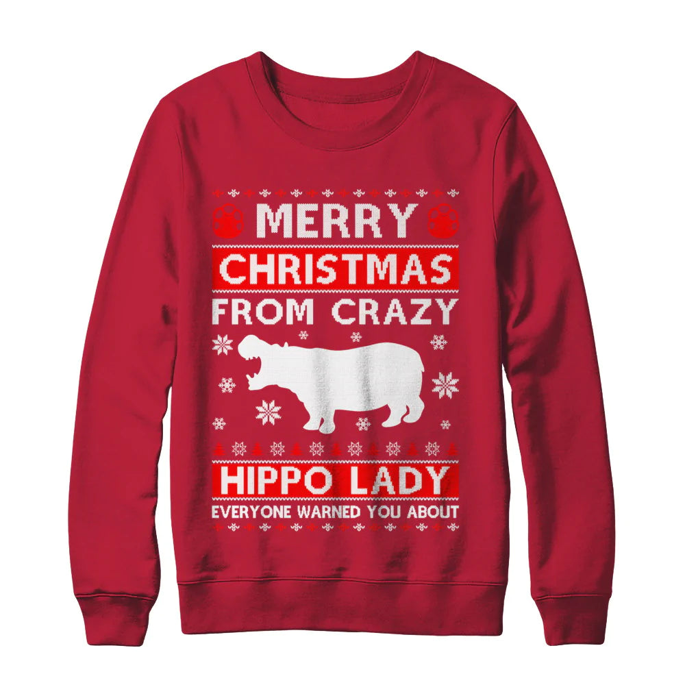 Merry christmas from crazy hippo Christmas Sweater - Holiday Gift product image 3