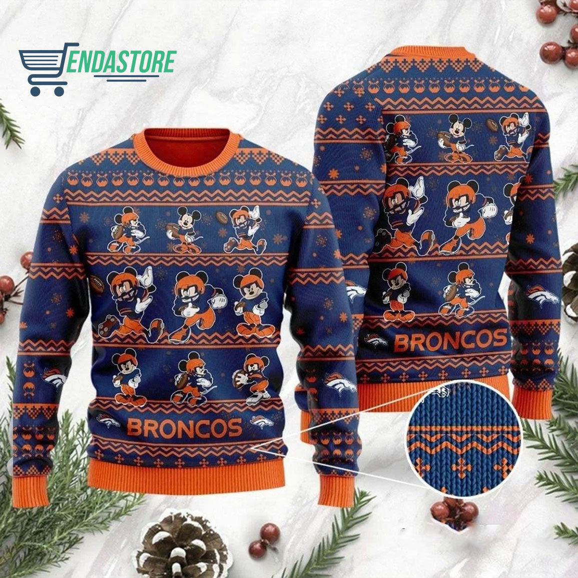 Denver Broncos mouse 3D Christmas Sweater - Holiday Gift product image