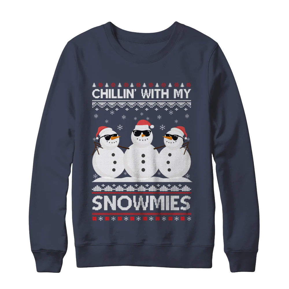 Chillin with my snowmies Ugly Christmas Sweater - Holiday Gift product image 3