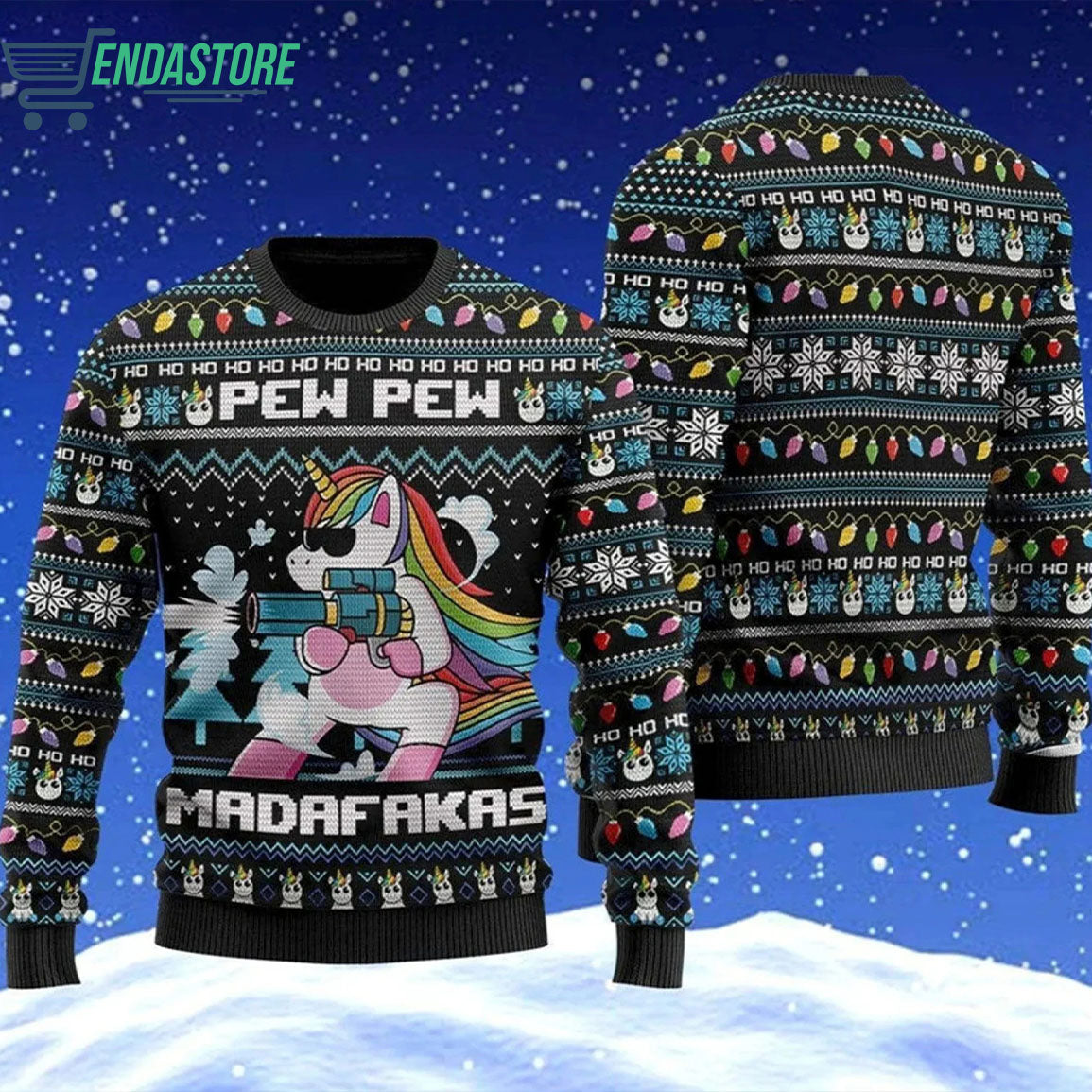 Unicorn Pew Pew Madafakas 3D Ugly Christmas Sweater - Holiday Gift product image