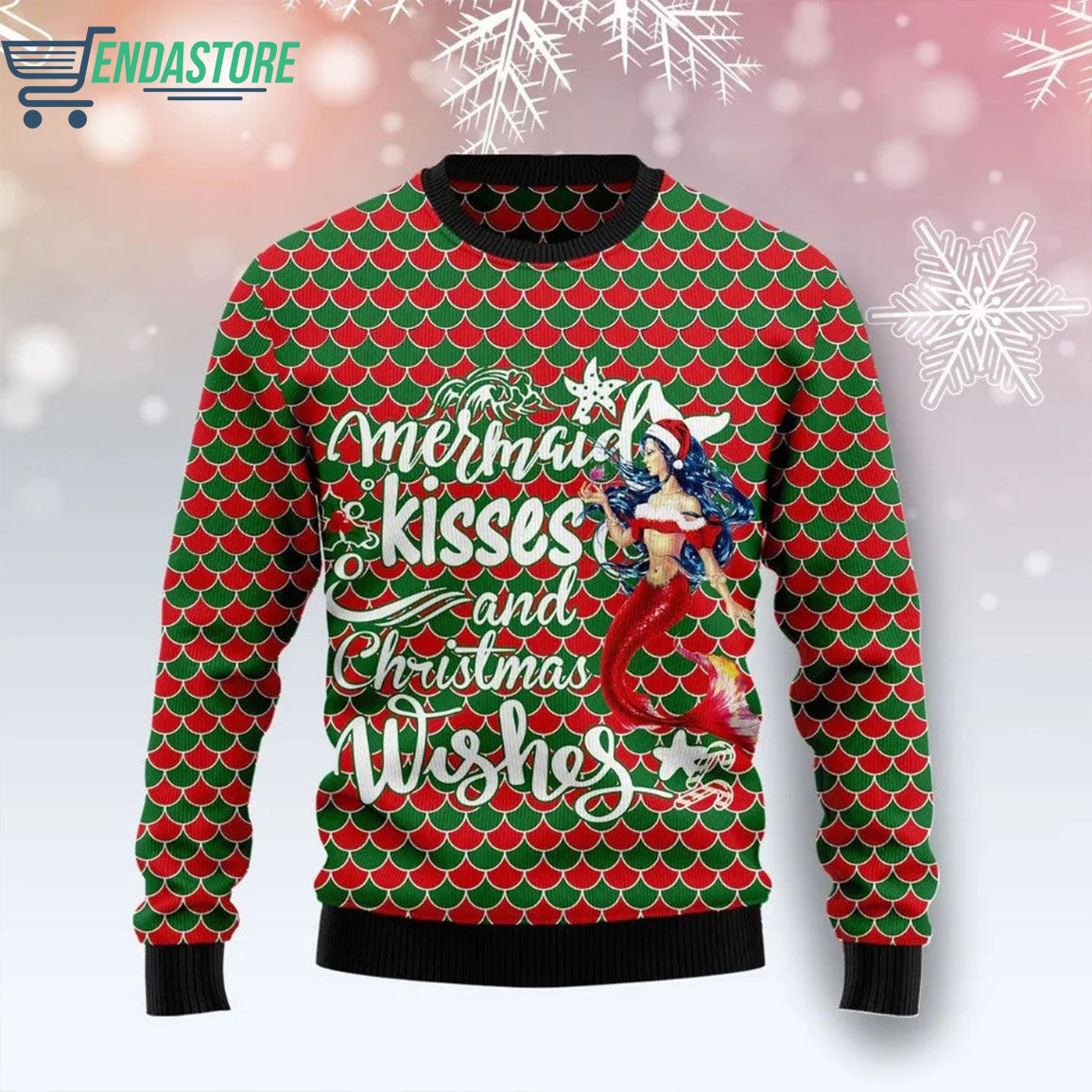 Mermaid kisses and Christmas wishes 3D Christmas Sweater - Holiday Gift product image