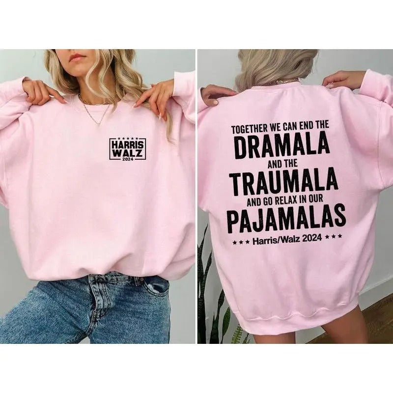 2 Sided Harris Walz 2024 Kamala Dramala Vote Rights - Adult & Kids T-Shirts, Sweatshirts & Hoodies apparel design preview 1