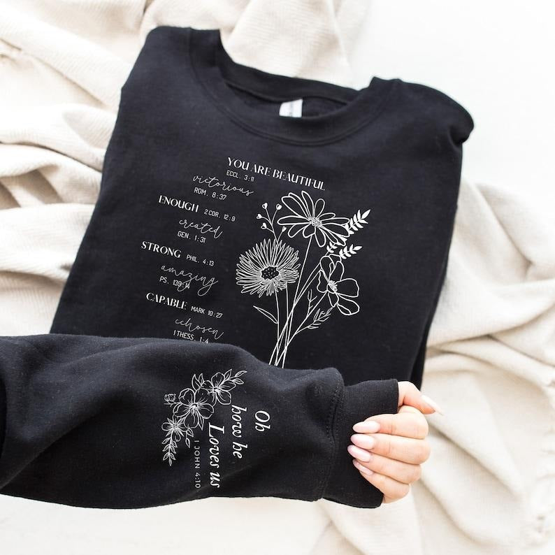 2 Slide Oh How He Loves Us Wrist Bible Verse Sleeve - Adult & Kids T-Shirts, Sweatshirts & Hoodies apparel design preview 1