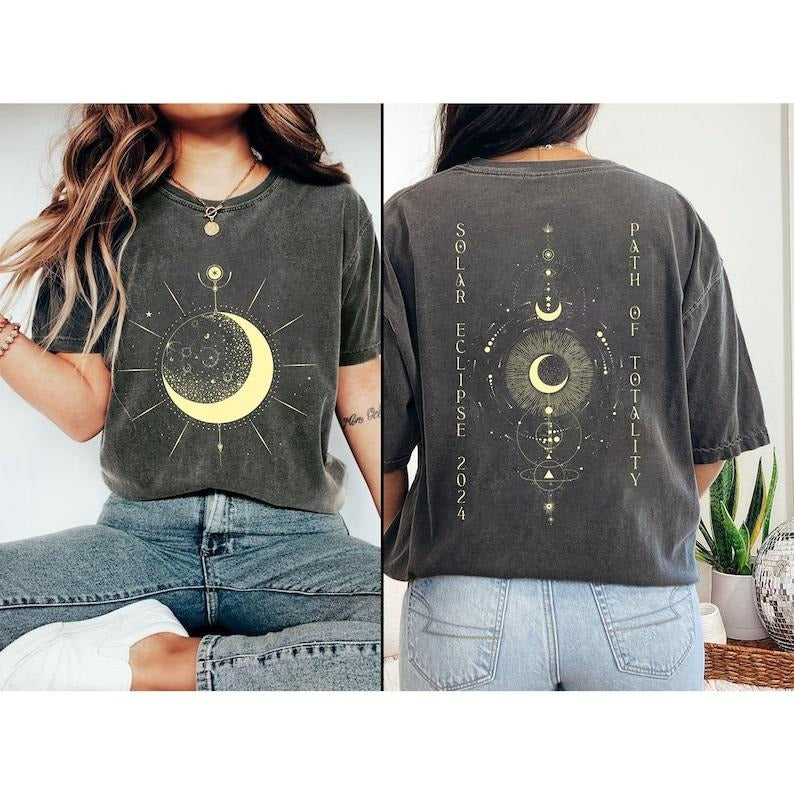 2 Slide Total Solar Eclipse 2024 April 8th Celestial - Adult & Kids T-Shirts, Sweatshirts & Hoodies apparel design preview 1
