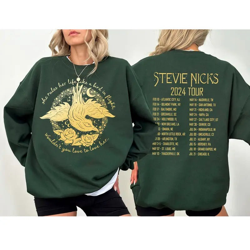 2024 Stevie Nicks Tour Live Concert 2 Side Fan - Adult & Kids T-Shirts, Sweatshirts & Hoodies apparel design preview 1