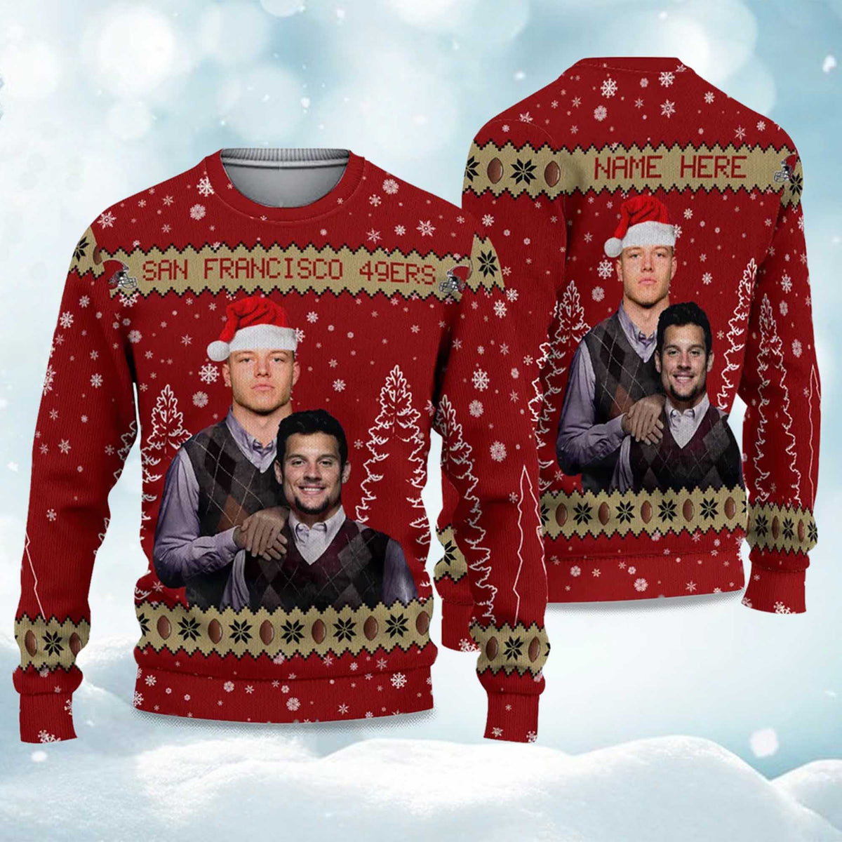 49ers Bosa x Christian McCaffrey Football Ugly Christmas Sweater - Holiday Gift product image