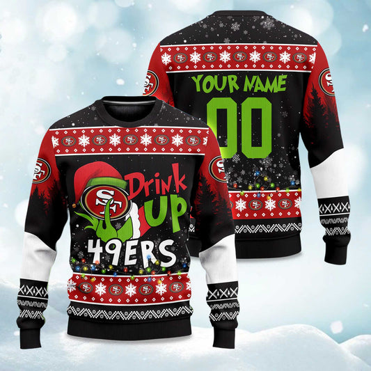49ers Drink Up Grnch Ugly Christmas Sweater - Holiday Gift product image