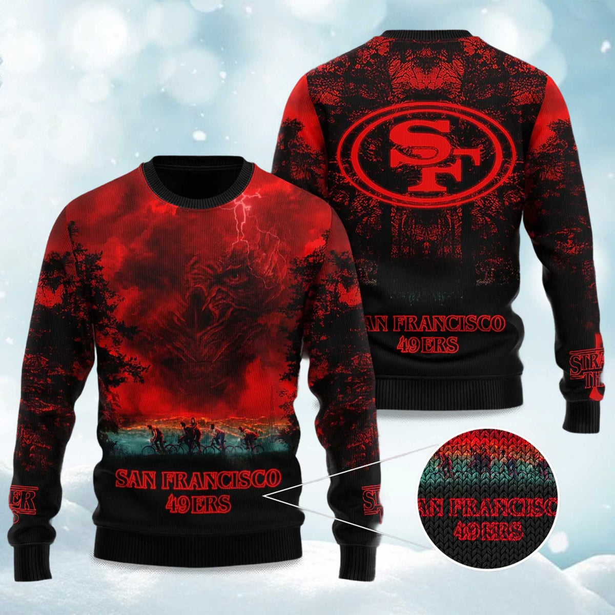49ers Stranger Things Ugly Christmas Sweater - Gift Idea product image