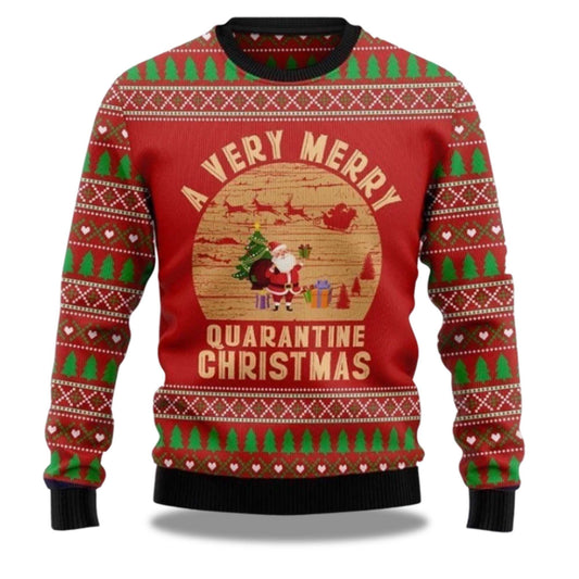 A Very Merry Quarantine Christmas Ugly Christmas Sweater - Holiday Gift product image