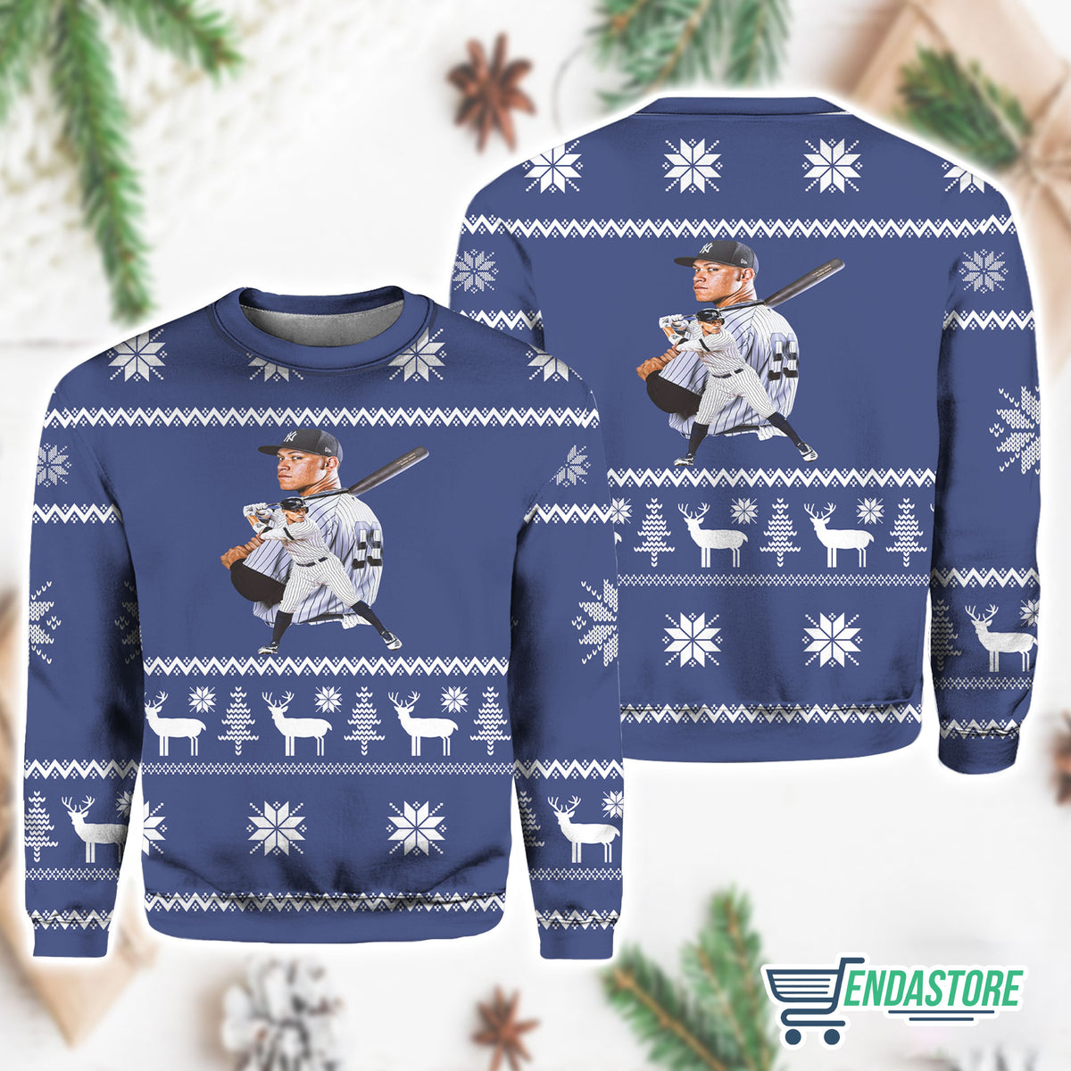 Aaron Judge Basketball Yankee 3D Ugly Christmas Sweater - Holiday Gift product image