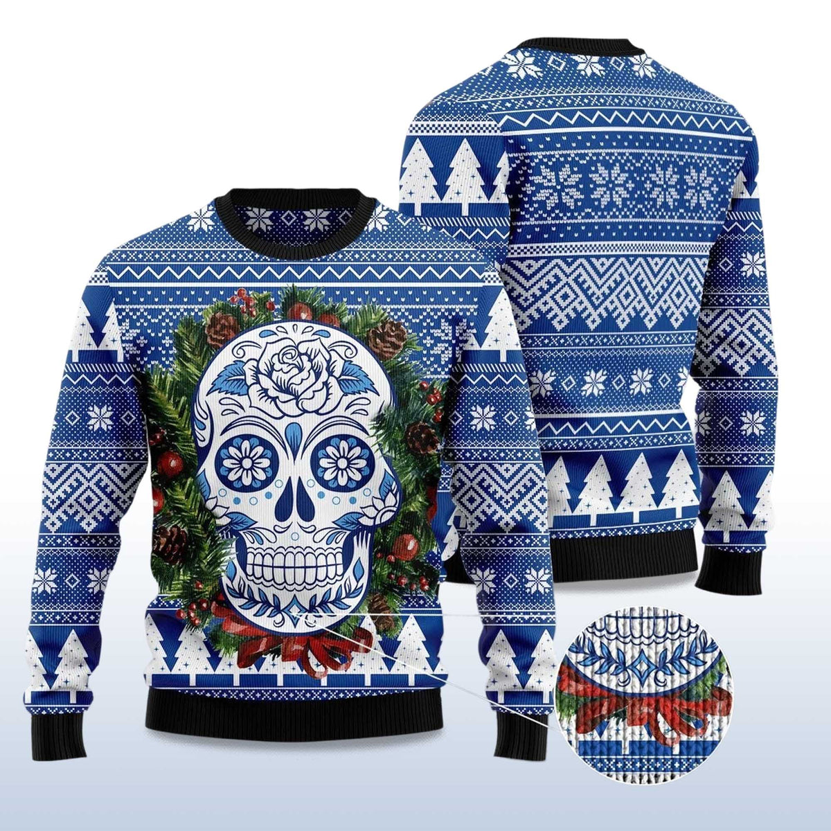 Awesome Sugar Skull Ugly Christmas Sweater - Holiday Gift product image 4