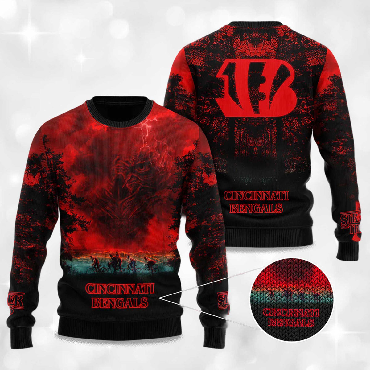 Bengals Stranger Things Ugly Christmas Sweater - Gift Idea product image 4
