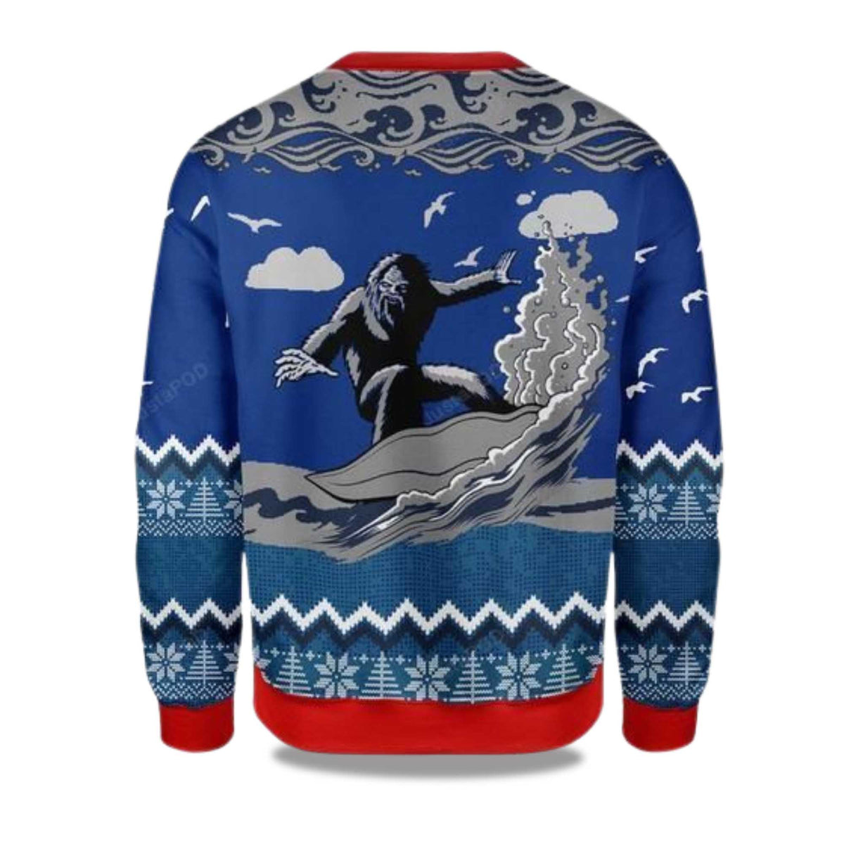 Bigfoot Surfing Ugly Christmas Sweater - Holiday Gift product image