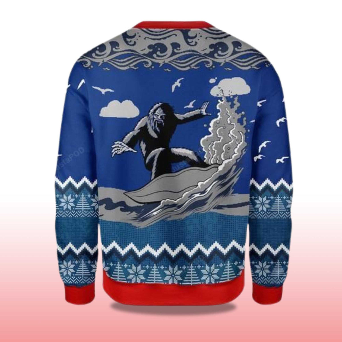 Bigfoot Surfing Ugly Christmas Sweater - Holiday Gift product image 4