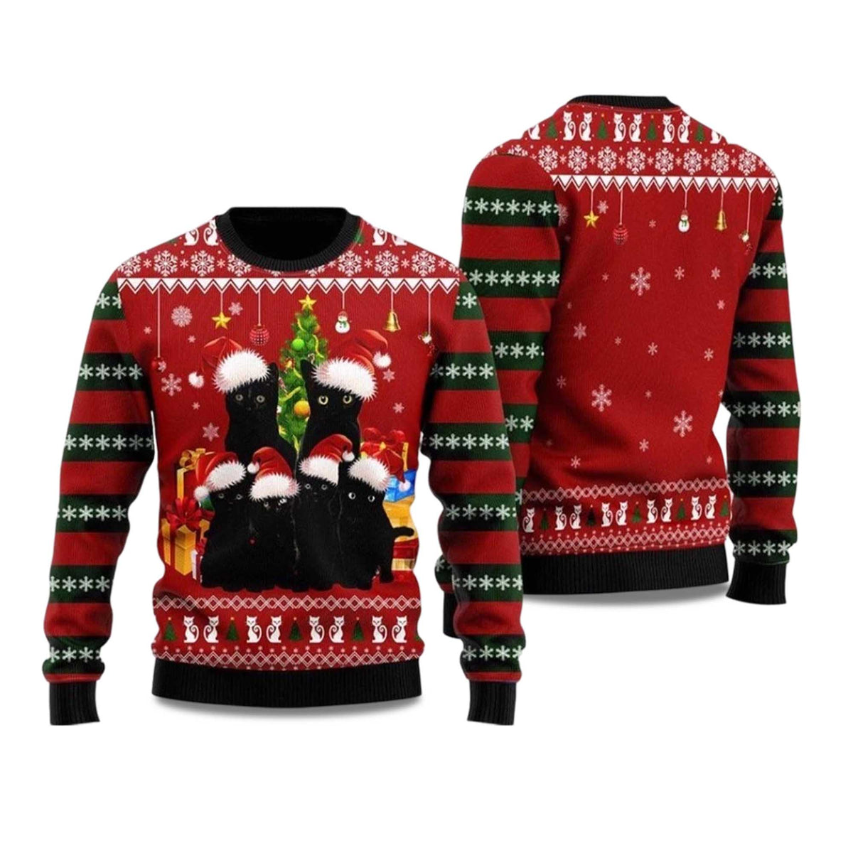 Black Cat Family Ugly Christmas Sweater - Holiday Gift product image