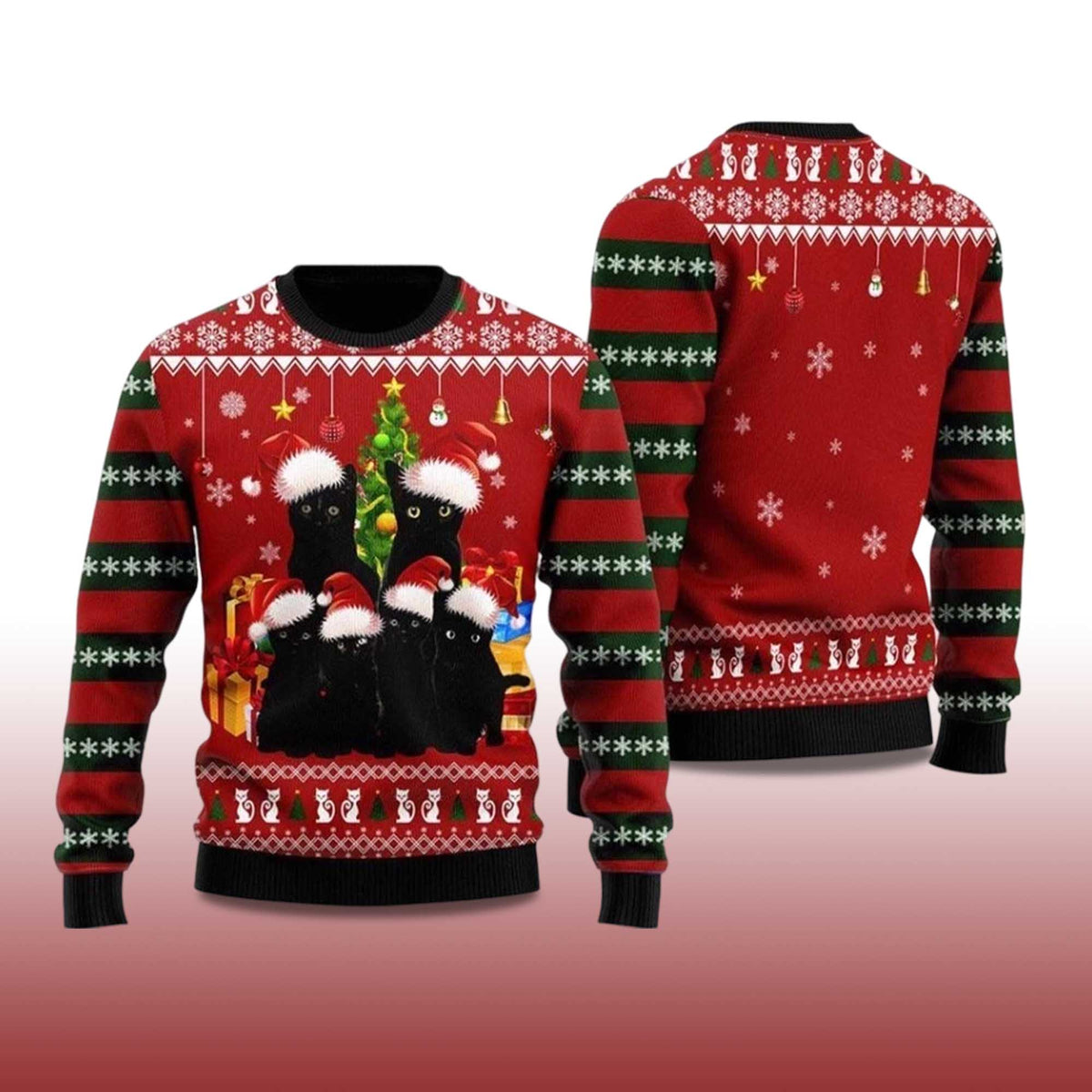 Black Cat Family Ugly Christmas Sweater - Holiday Gift product image 4
