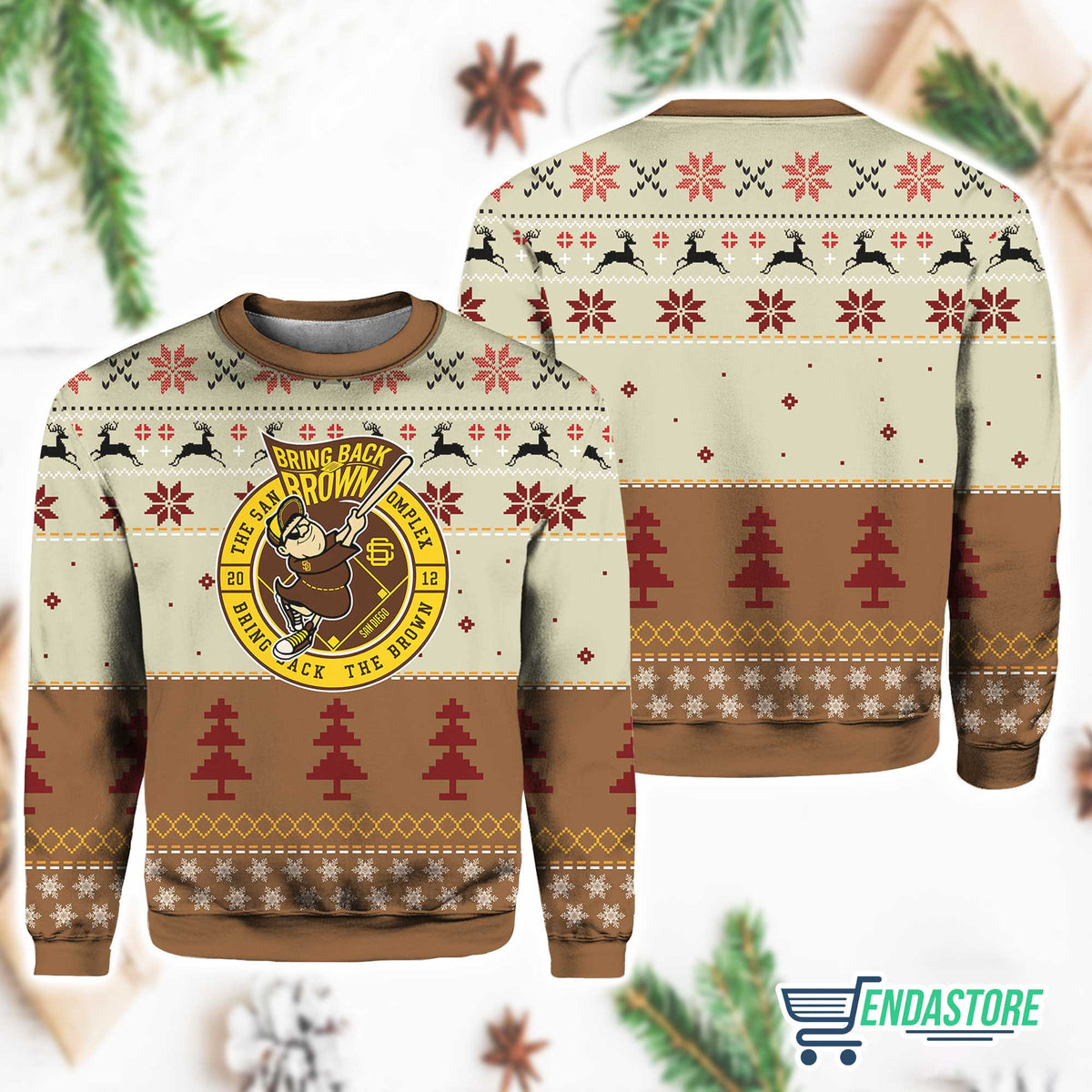 Bring Back Brown San Diego Padre 3D Ugly Christmas Sweater - Holiday Gift product image