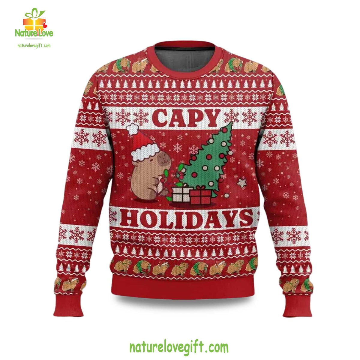 Capy Holidays Festive Holiday Pullover Ugly Christmas Sweater - Holiday Gift product image