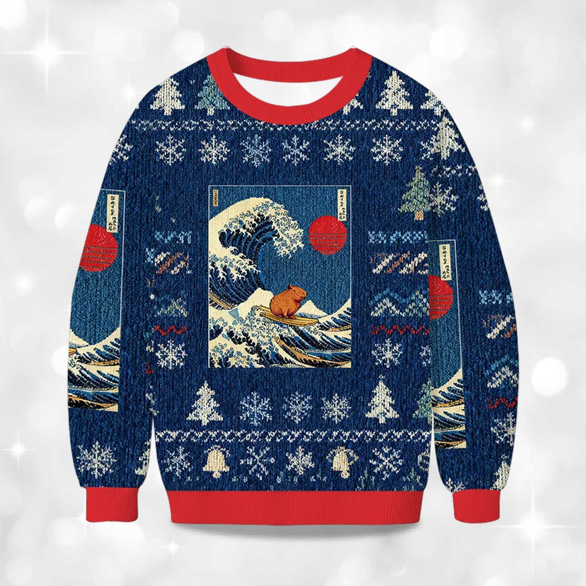 Capybara Surfing Ugly Christmas Sweater - Holiday Gift product image 4