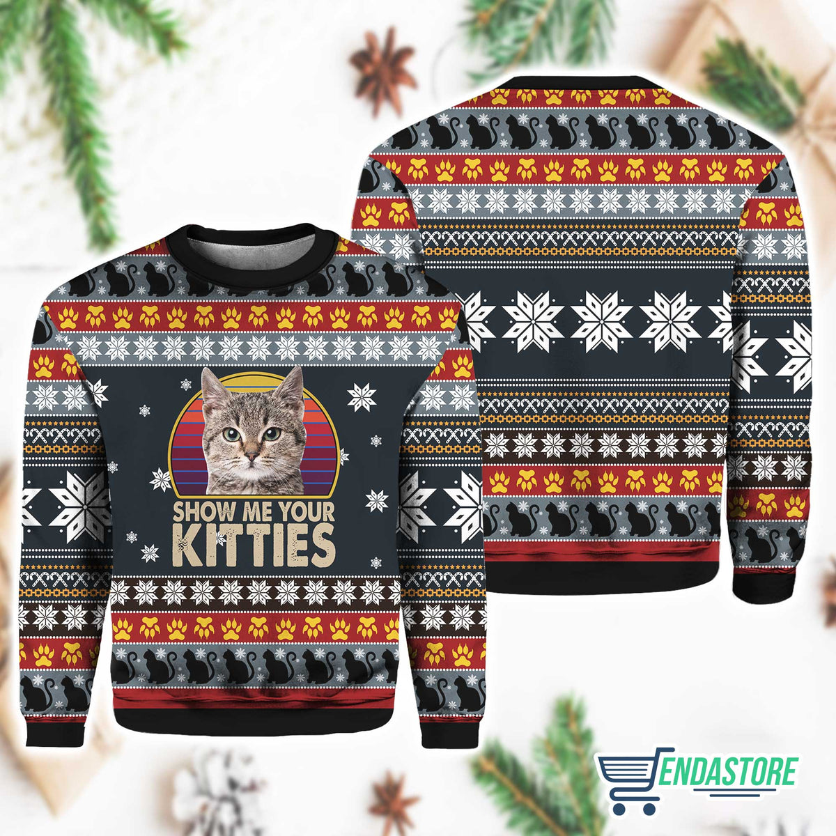 Cat Show Me Your Kitties 3D Ugly Christmas Sweater - Holiday Gift product image