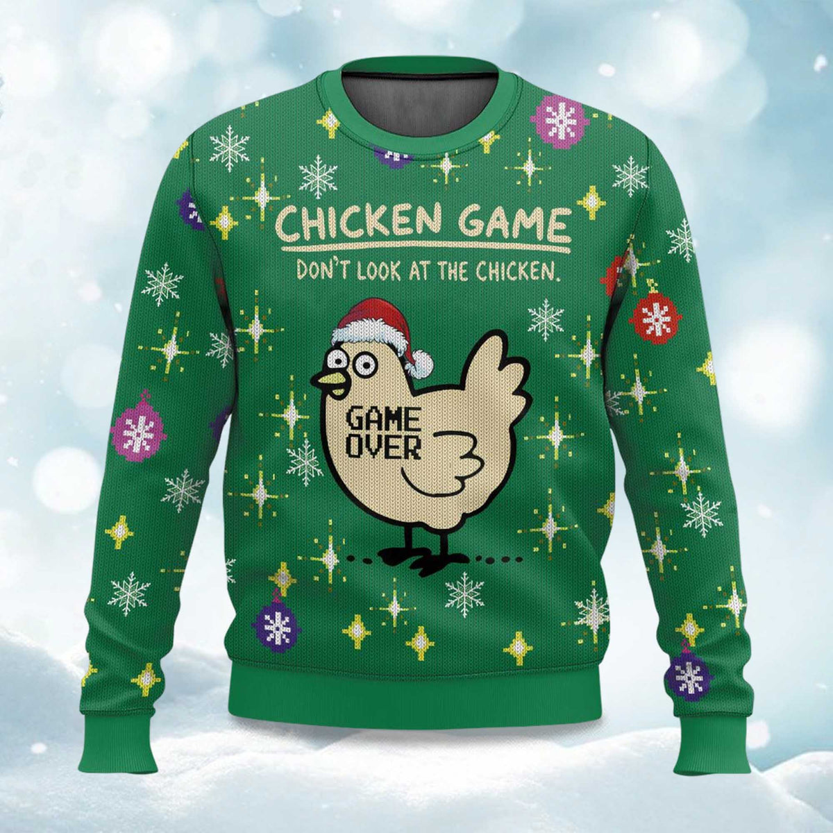 Chicken Game Don’t Look At The Chicken Ugly Christmas Sweater - Holiday Gift product image