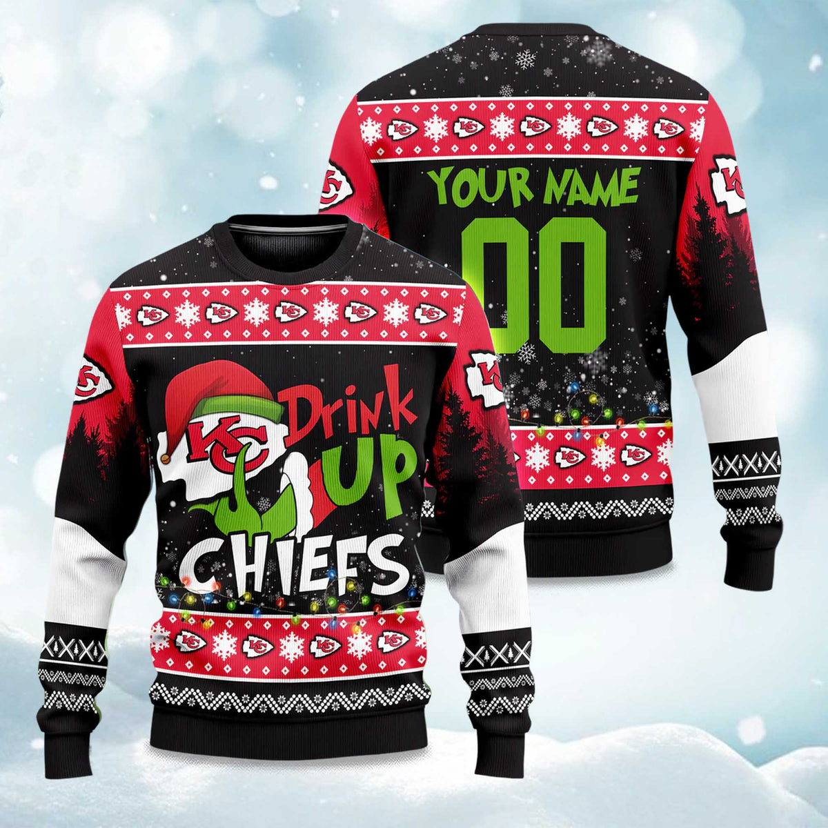 Chiefs Drink Up Grnch Ugly Christmas Sweater - Holiday Gift product image