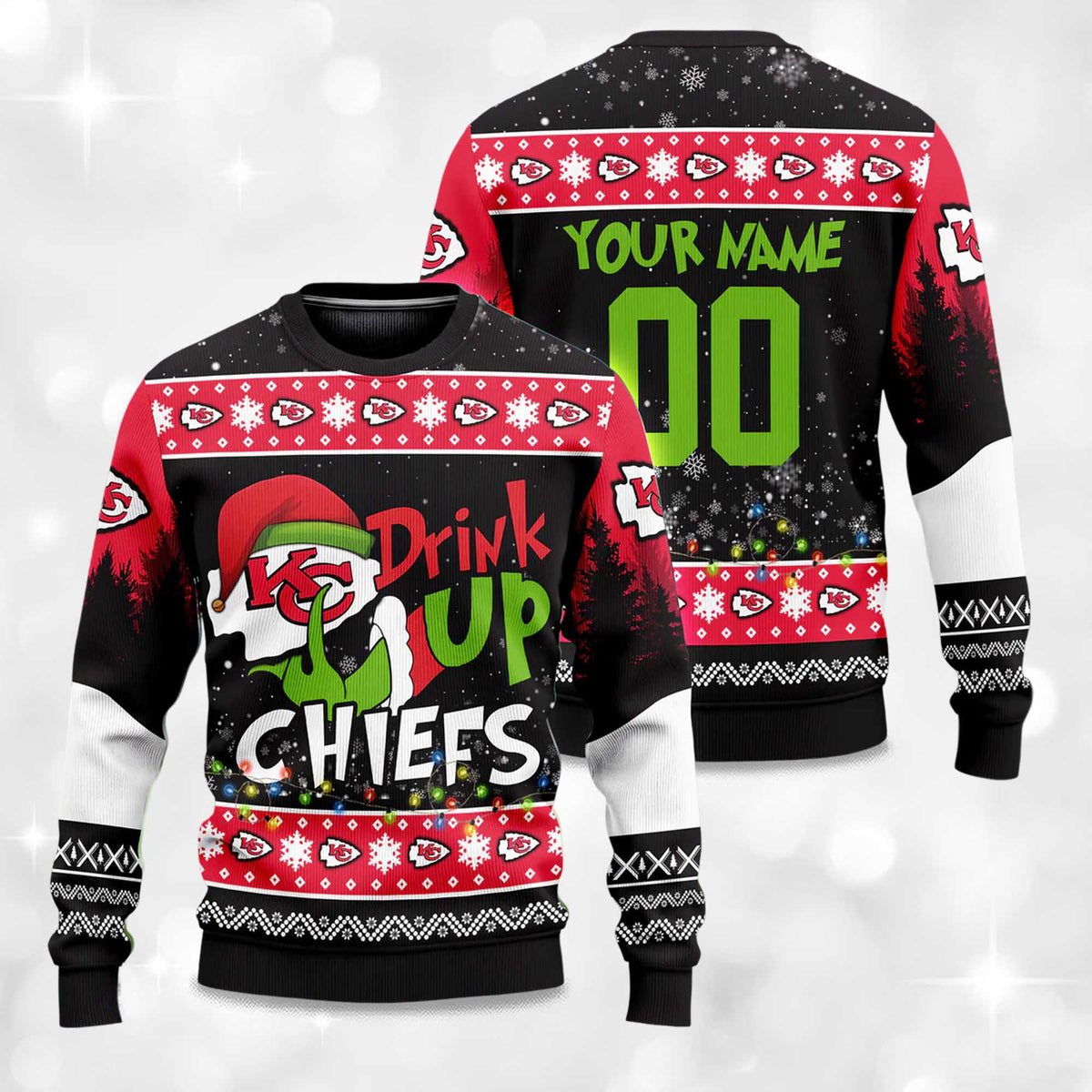 Chiefs Drink Up Grnch Ugly Christmas Sweater - Holiday Gift product image 4