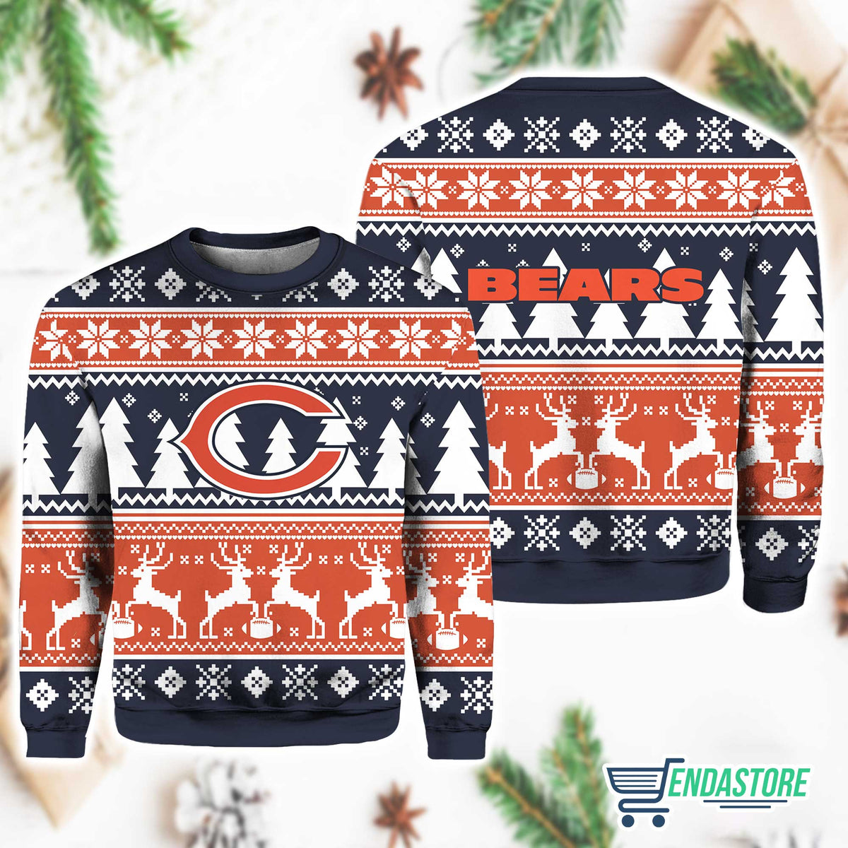 Christmas Bears Reindeer Football 3D Ugly Christmas Sweater - Holiday Gift product image