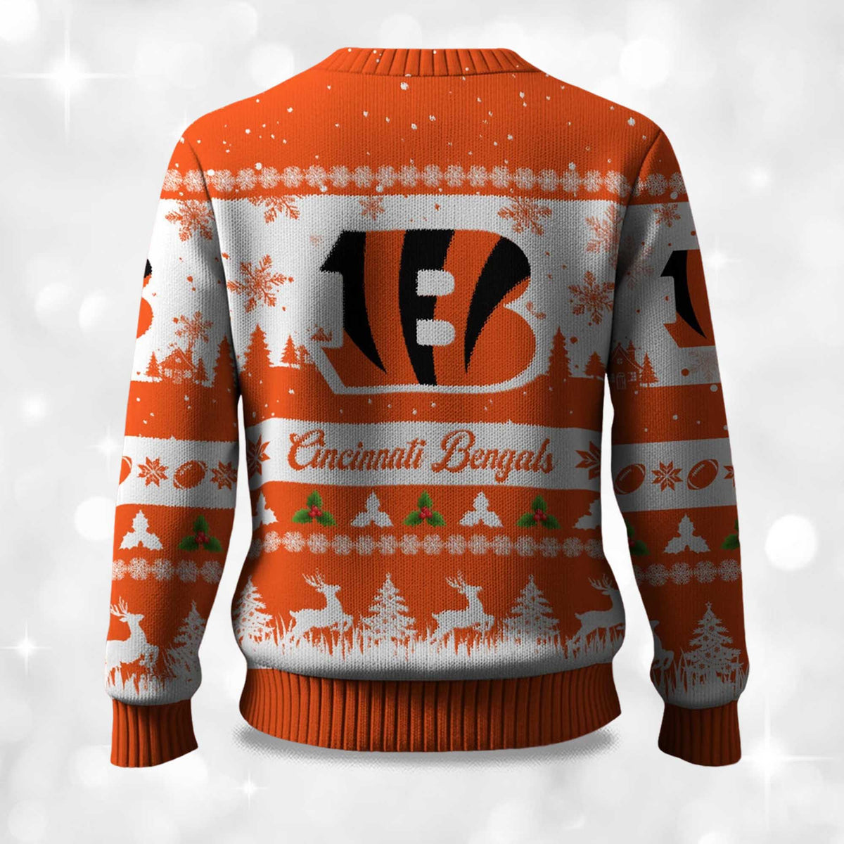 Christmas Bengals Festive Reindeer & Tree Ugly Christmas Sweater - Holiday Gift product image 4