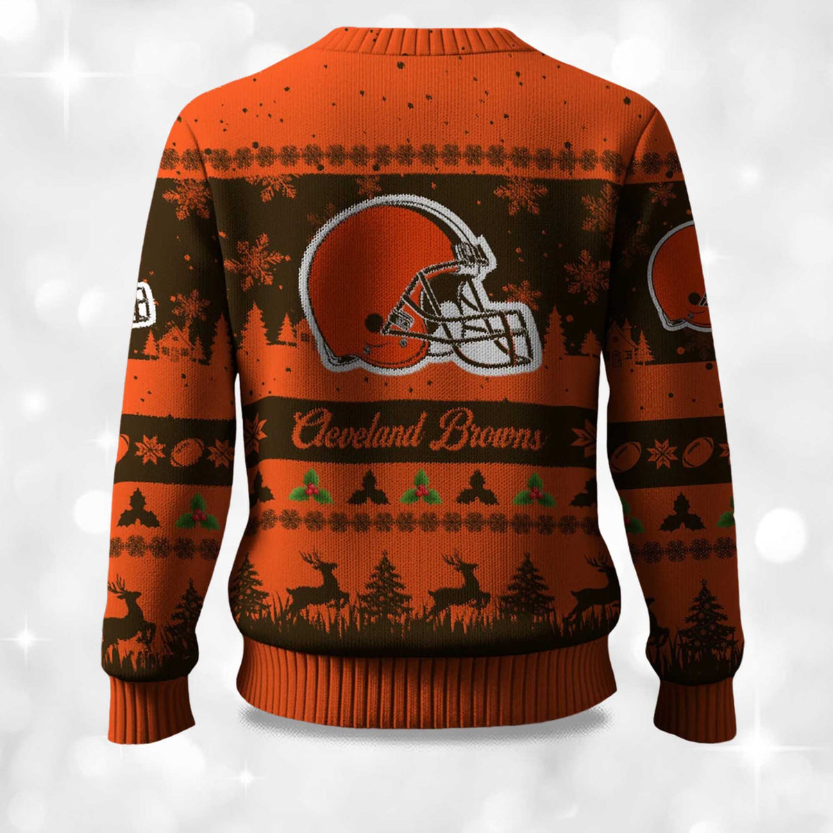 Christmas Browns Festive Reindeer & Tree Ugly Christmas Sweater - Holiday Gift product image 4
