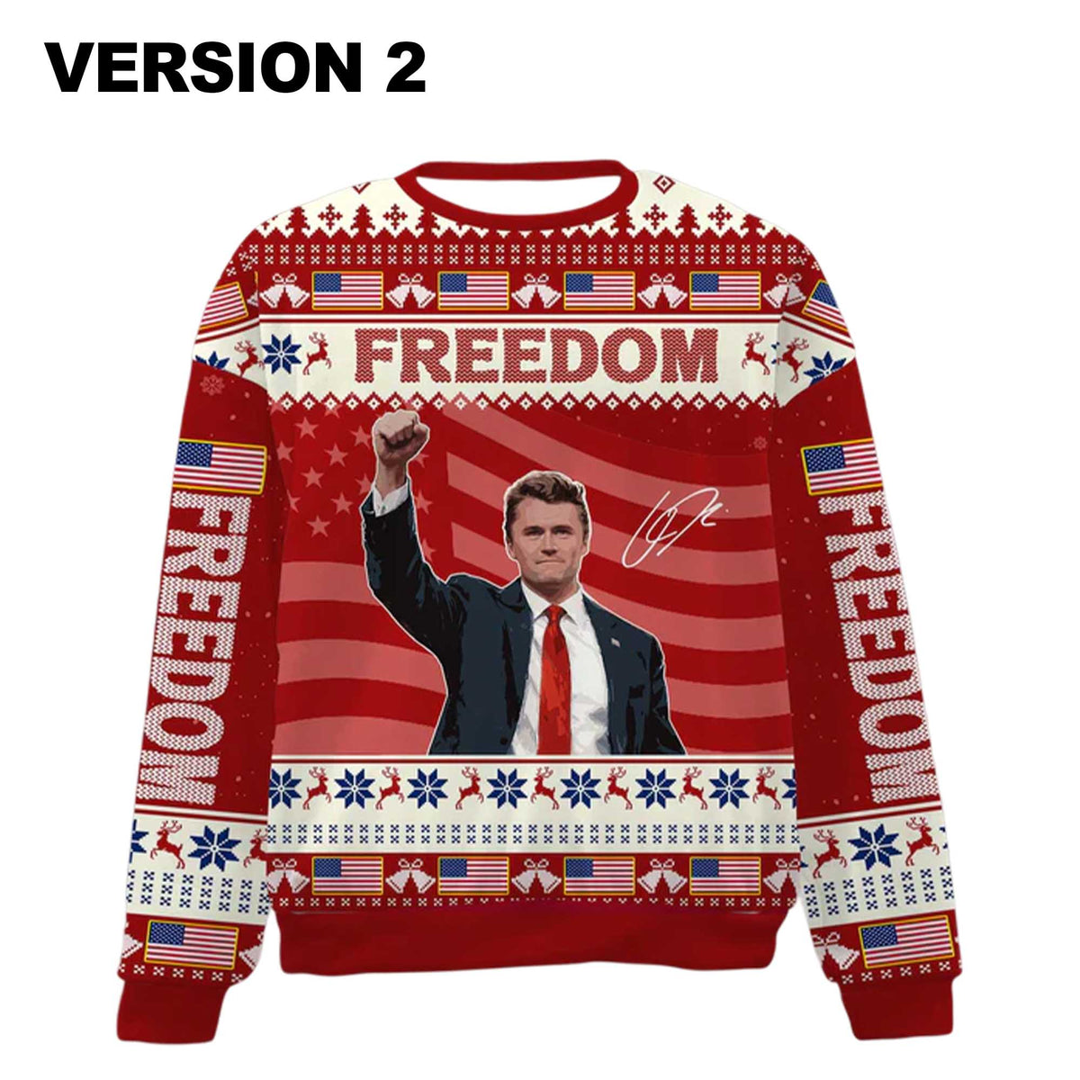 Christmas Freedom Charlie Kirk Ugly Christmas Sweater - Holiday Gift product image 4