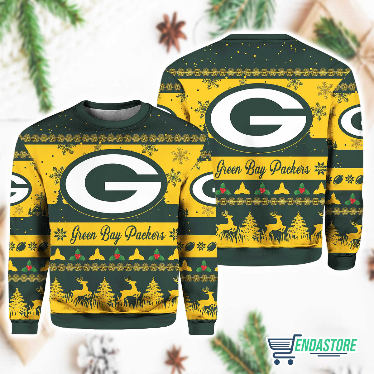 Christmas GB Packer Festive Reindeer Tree 3D Ugly Christmas Sweater - Holiday Gift product image