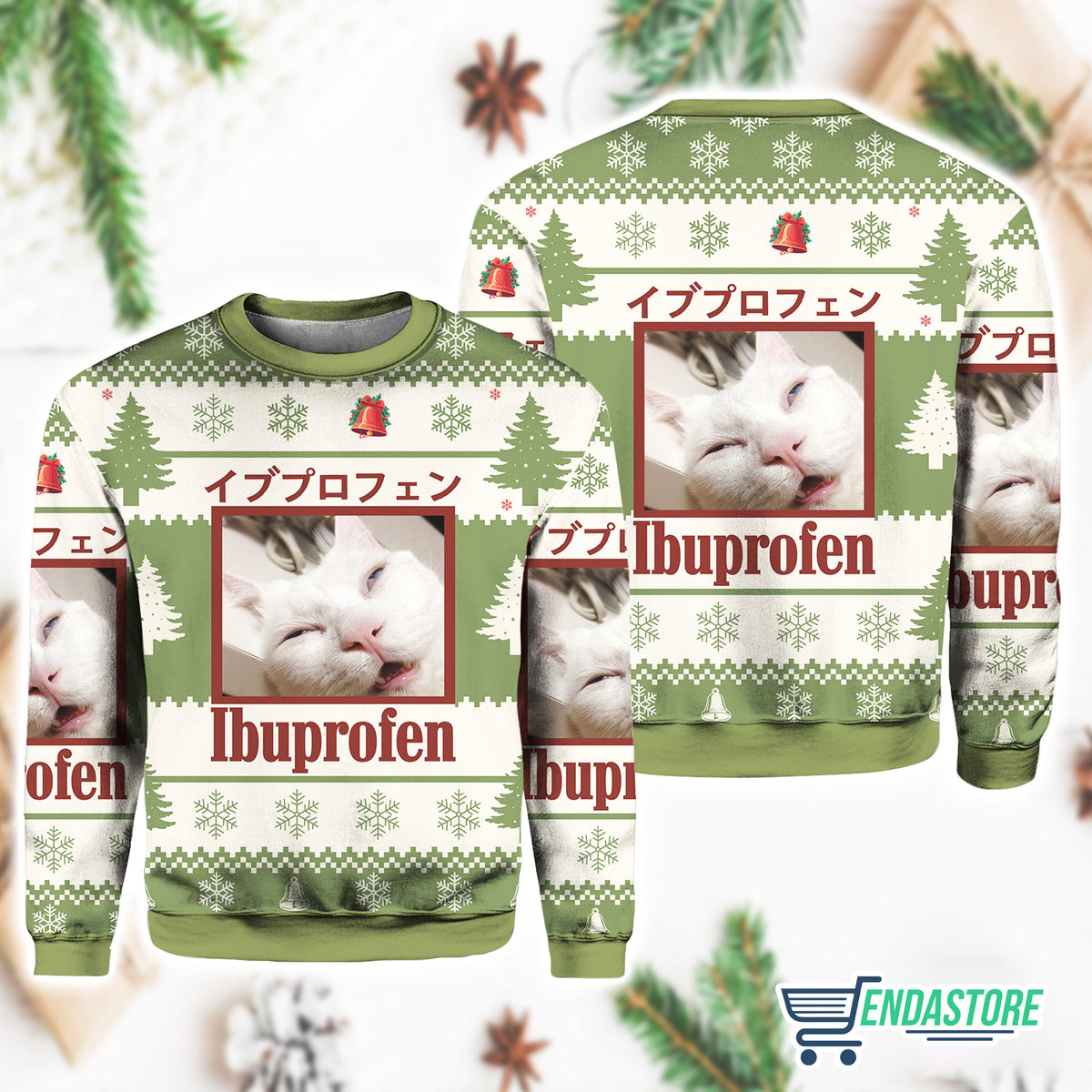 Christmas Ibuprofen Meme Cat 3D Ugly Christmas Sweater - Holiday Gift product image